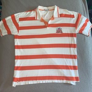 1996 Vintage Phoenix Arizona NFL Super Bowl Orange & White Striped Sports Polo